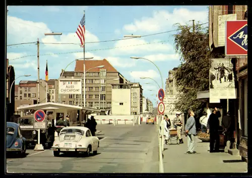 AK Berlin, Ausländerübergang Checkpoint Charlie an der Friedrichstrasse