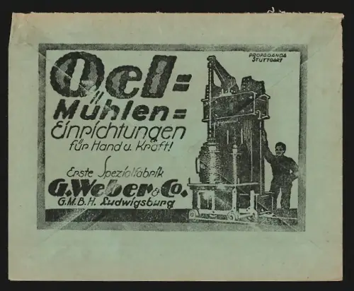 Dekorativer Brief Ludwigsburg, Oelmühlen-Einrichtungen G. Weber & Co.