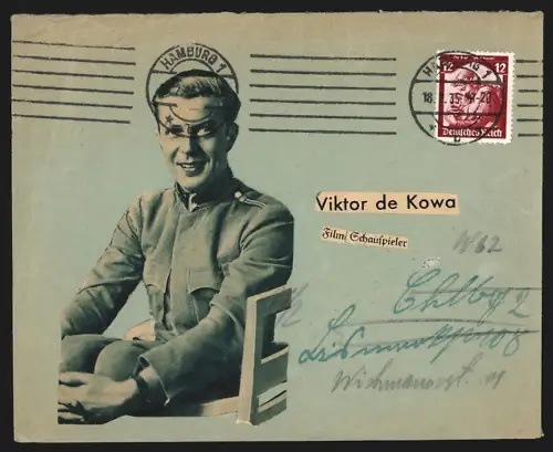 Dekorativer Brief Magazinausschnitt mit Filmschauspieler Viktor de Kowa