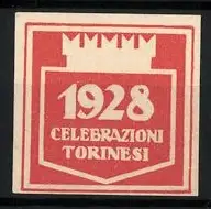 Reklamemarke Turin, Celebrazioni Torinesi 1928, Wappenschild mit Zinnenmuster