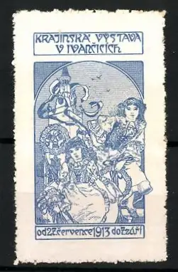 Reklamemarke Ivancice, Krajinská výstava 1913, Menschen in Tracht