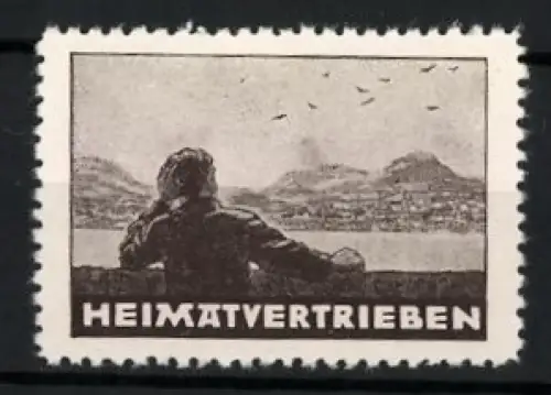 Reklamemarke Heimatvertrieben, Person auf einem Schiff