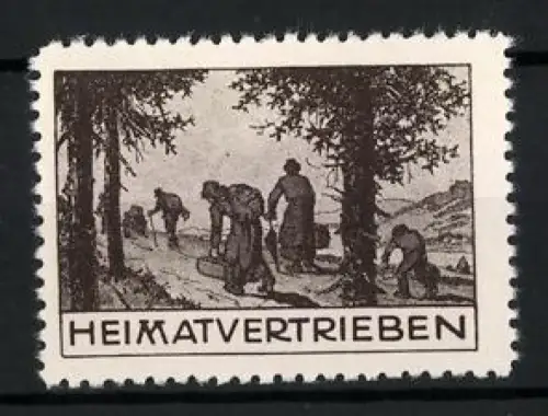 Reklamemarke Heimatvertrieben, Familien auf der Flucht
