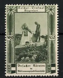 Reklamemarke Klagenfurt, Besuchet Kärnten 1930, Koschat-Denkmal