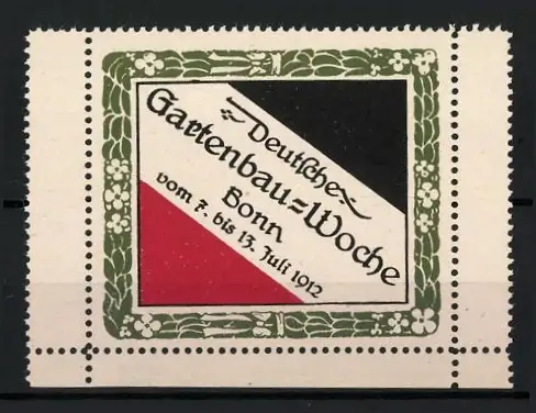 Reklamemarke Bonn, Deutsche Gartenbau-Woche 1912, Blumenmusterrahmen