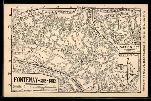 AK Fontenay-sous-Bois, Stadtplan mit Avenue de la République