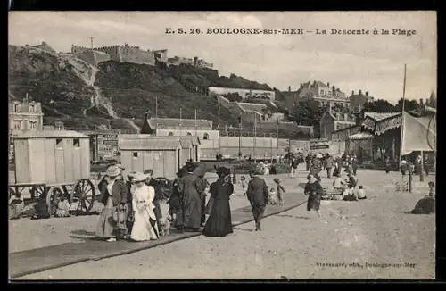 AK Boulogne-sur-Mer, La Descente à la Plage