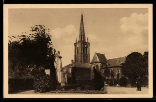 AK Hazebrouck, Jardin Public, Le monument Abbé Lemire