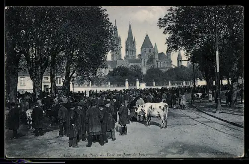 AK Caen, La Place du Parc un jour de Foire