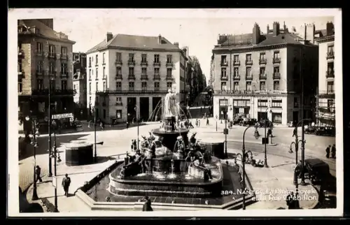 AK Nantes, La Place Royale et la Rue Crébillon