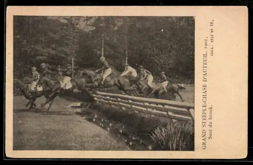 AK Auteuil, Grand Steeple-Chase d`Auteuil. 1901. Saut du brook