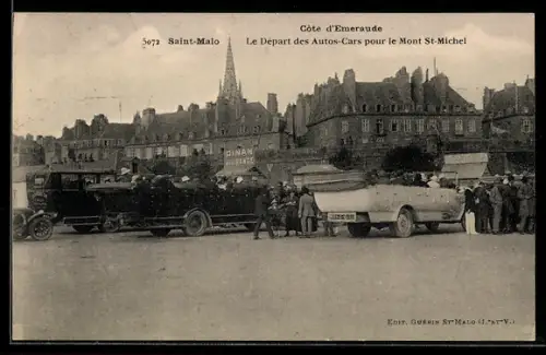 AK Saint-Malo, Le Départ des Autos-Cars pour le Mont St-Michel