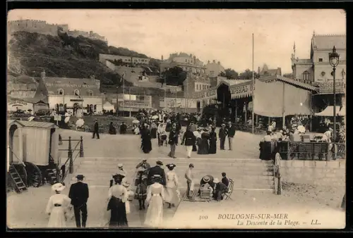 AK Boulogne-sur-Mer, La Descente de la Plage