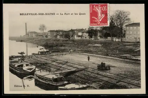 AK Belleville-sur-Saone, Le Port et les Quais