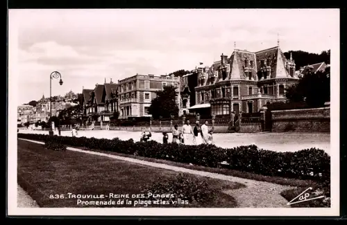 AK Trouville, Promenade de la plage et les villas