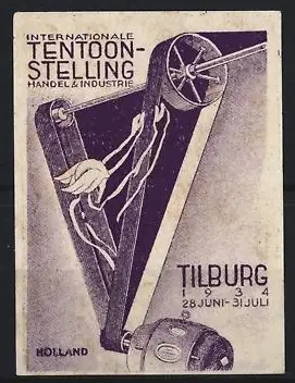 Reklamemarke Tilburg, Internationale Tentoonstelling 1934, Fliessband und Industrie