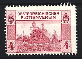 Reklamemarke Österreich, Oesterreichischer Flottenverein, Kriegsschiff