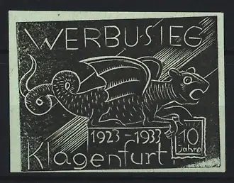 Reklamemarke Klagenfurt, Werbusieg 1923-1933, Briefmarkenausstellung, Drache mit Briefmarke