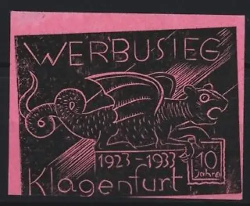 Reklamemarke Klagenfurt, Werbusieg 1923-1933, Briefmarkenausstellung, Drache mit Briefmarke