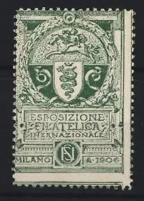 Reklamemarke Milano, Esposizione Filatelica Internazionale 1906, Briefmarkenausstellung, Wappen mit Schlange und Löwe