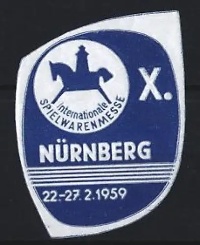 Reklamemarke Nürnberg, Internationale Spielwarenmesse 1959, Pferd und Reiter
