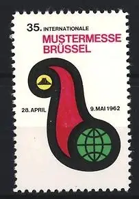 Reklamemarke Brüssel, 35. Internationale Mustermesse 1962, Ausstellung, Weltkugel und Glocke