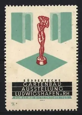 Reklamemarke Ludwigshafen, Süddeutsche Gartenbau-Ausstellung 1925, Statue