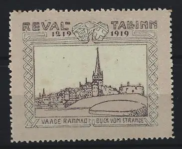 Reklamemarke Tallinn, 1219-1919, Ortsansicht vom Strand