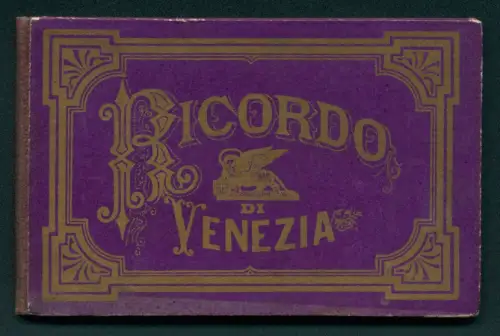 Leporello-Album Venezia mit 12 Lithographie-Ansichten, Fondaco dei Turchi, La Ca Doro, Chiesa della Salute