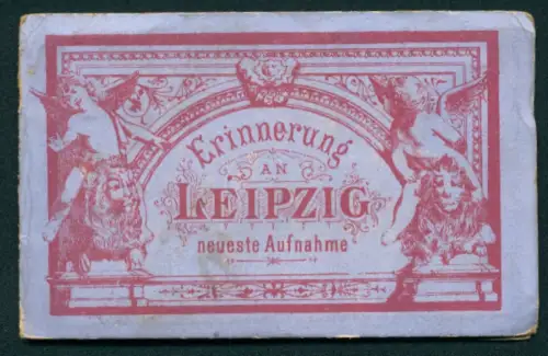 Leporello-Album Leipzig mit 10 Lithographie-Ansichten, Peterskirche, Schloss Pleissenburg und Paulinerkirche