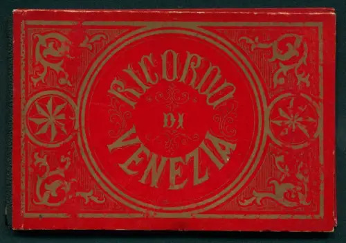 Leporello-Album Venezia mit 14 Lithographie-Ansichten, Chiesa della Salute, Fondaco dei Turchi und Piazza S. Marco