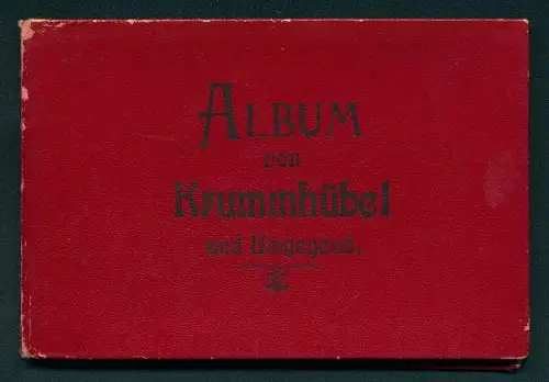 Leporello-Album Krummhübel mit 16 Lichtdruck-Ansichten, Riesenbaude mit Schneekoppe, Hotel zum goldenen Frieden