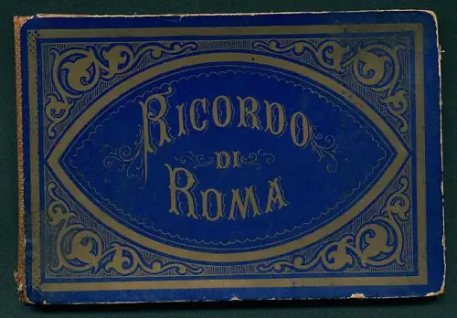 Leporello-Album Roma mit 12 Lithographie-Ansichten, Piazza del popolo, S. Pietro, Panteon, Castel S. Angelo, Colisseo