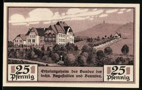 Notgeld Sondershausen 1921, 25 Pfennig, Erholungsheim und Löwenwappen