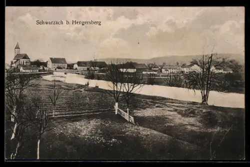 AK Schwarzach b. Hengersberg, Ortspartie mit Kirche