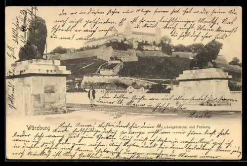 AK Würzburg, Ludwigsbrücke und Festung