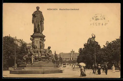 AK München, Maximilian-Denkmal
