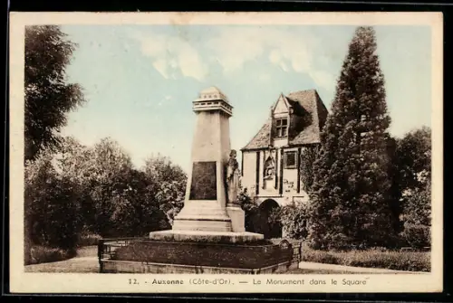 AK Auxonne /Côte-d`Or, Le Monument dans le Square