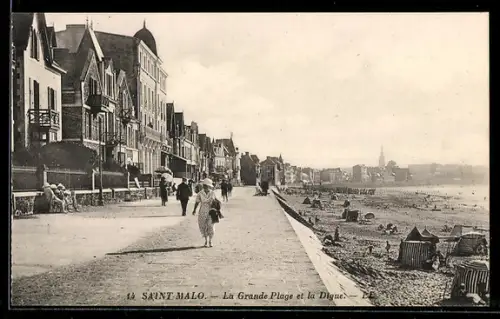 AK Saint-Malo, La Grande Plage et la Digue