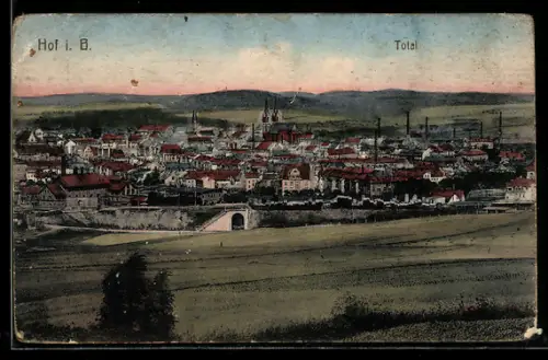 AK Hof i. B., Totalansicht der Stadt