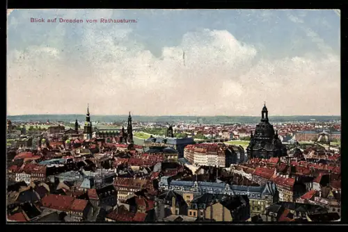 AK Dresden, Blick vom Rathausturm