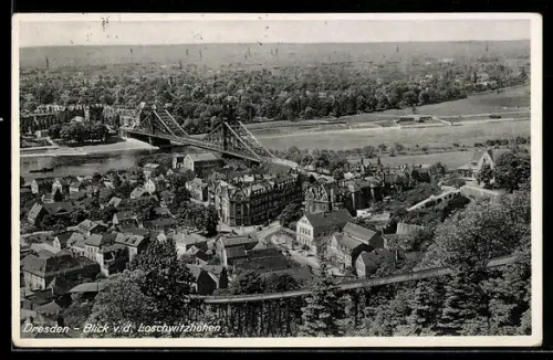 AK Dresden, Blick von den Loschwitzhöhen