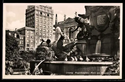 AK Leipzig, Augustusplatz, Motiv am Mendebrunnen