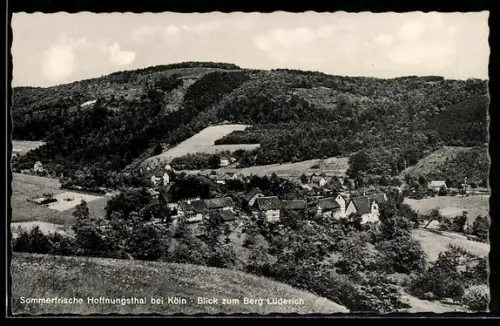 AK Hoffnungsthal bei Köln, Blick zum Berg Lüderich, Gasthof-Pension Zur Post