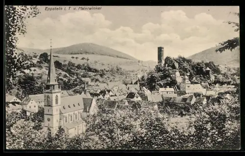 AK Eppstein i. T., Malerwinkel, Kirche, Burgruine