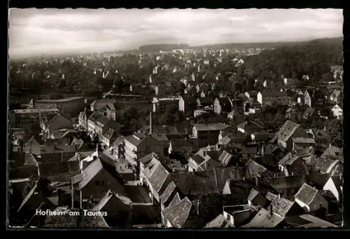 AK Hofheim am Taunus, Stadtansicht mit Wohnhäusern und bewaldetem Hintergrund
