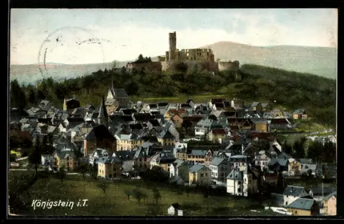 AK Königstein i. T., Burg, Stadtansicht