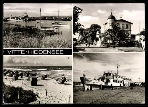 AK Vitte /Hiddensee, Hafen, FDGB-Erholungsheim Zur Ostsee, Strand