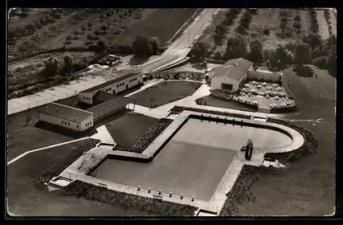 AK Hattersheim, Sarottibad, Luftaufnahme