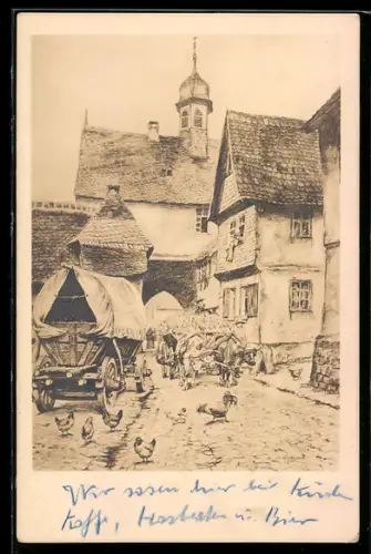 Künstler-AK Königstein /Taunus, Altstadt mit Stadttor